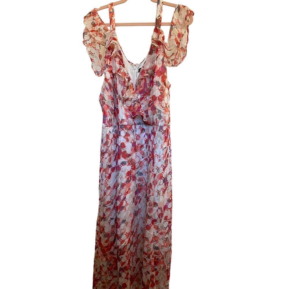 NWT Lane Bryant Maxi Dress Geometric Print Cold Shoulder Womens Size 22 PETITE*